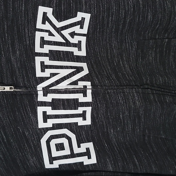PINK Victoria's Secret Black Marble Full Zip Hoodie, Size Large - Picture 5 of 7